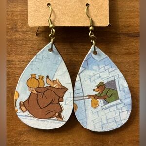 Upcycled Robin Hood Drop Earrings